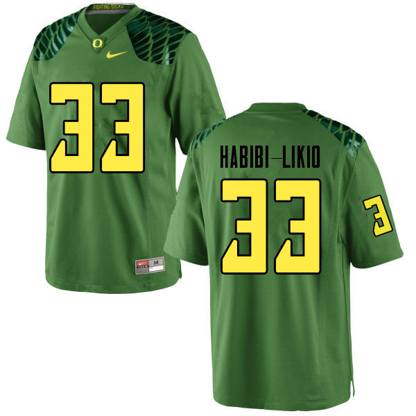 Men #33 Cyrus Habibi-Likio Oregn Ducks College Football Jerseys Sale-Apple Green